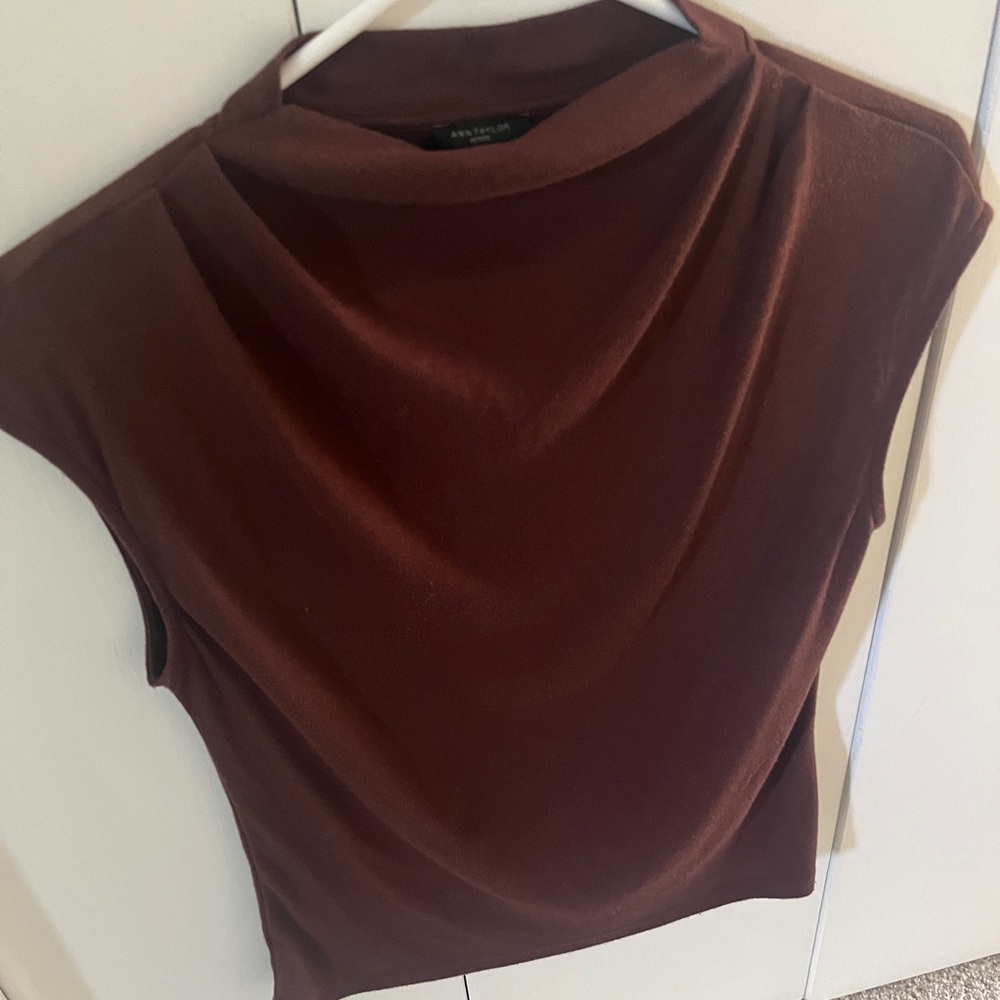 Ann Taylor brown shirt, petite medium, excellent condition